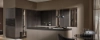 Cuisine moderne avec armoires en bois foncé et îlot de Nolte Kitchen.