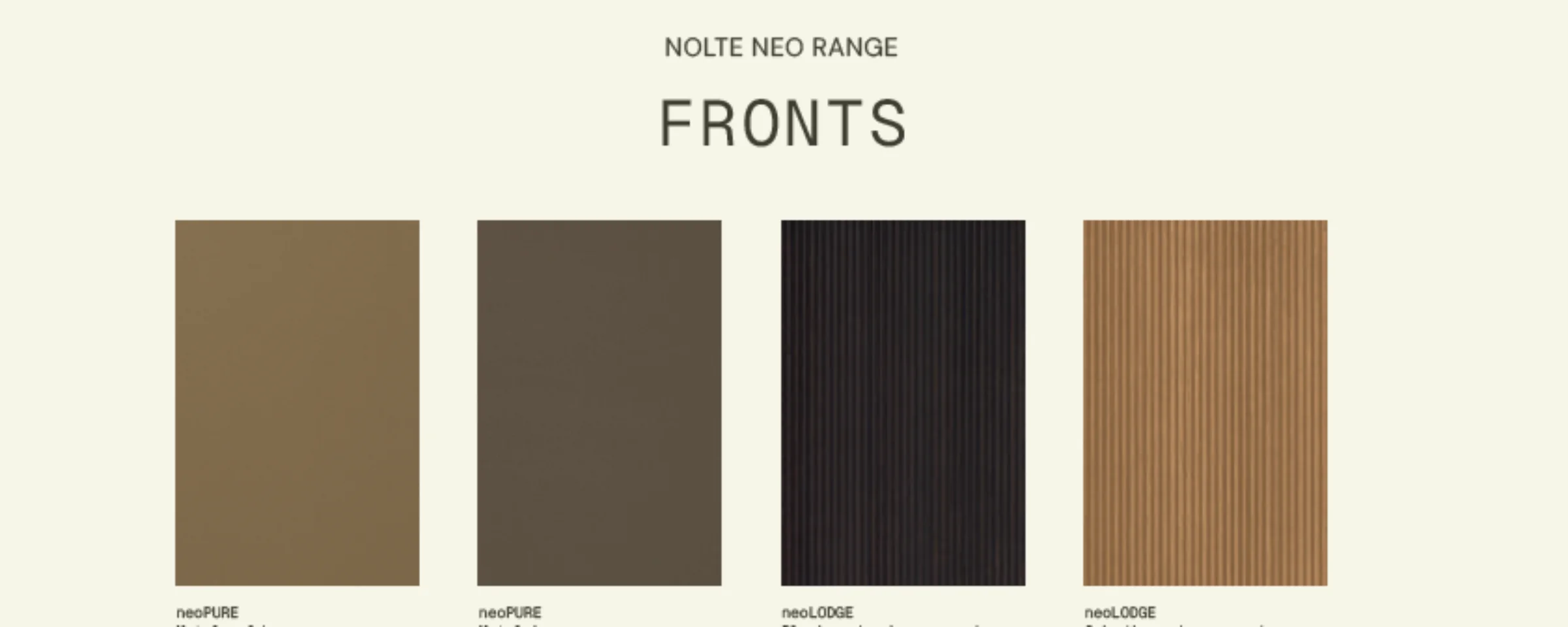 Various front and countertop designs by Nolte Kitchens.