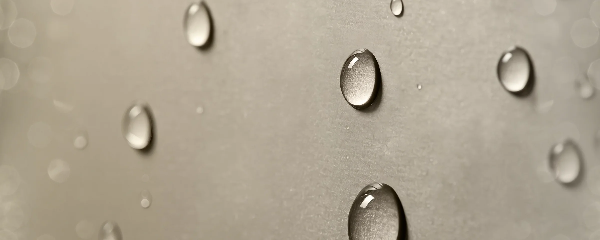 Gouttes d'eau perlent sur une surface lisse.