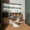 Un espace de travail élégant avec armoire verte et étagère de Nolte Living.