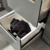 Un meuble à tiroirs ouvert avec des paniers à linge dans une buanderie Nolte.