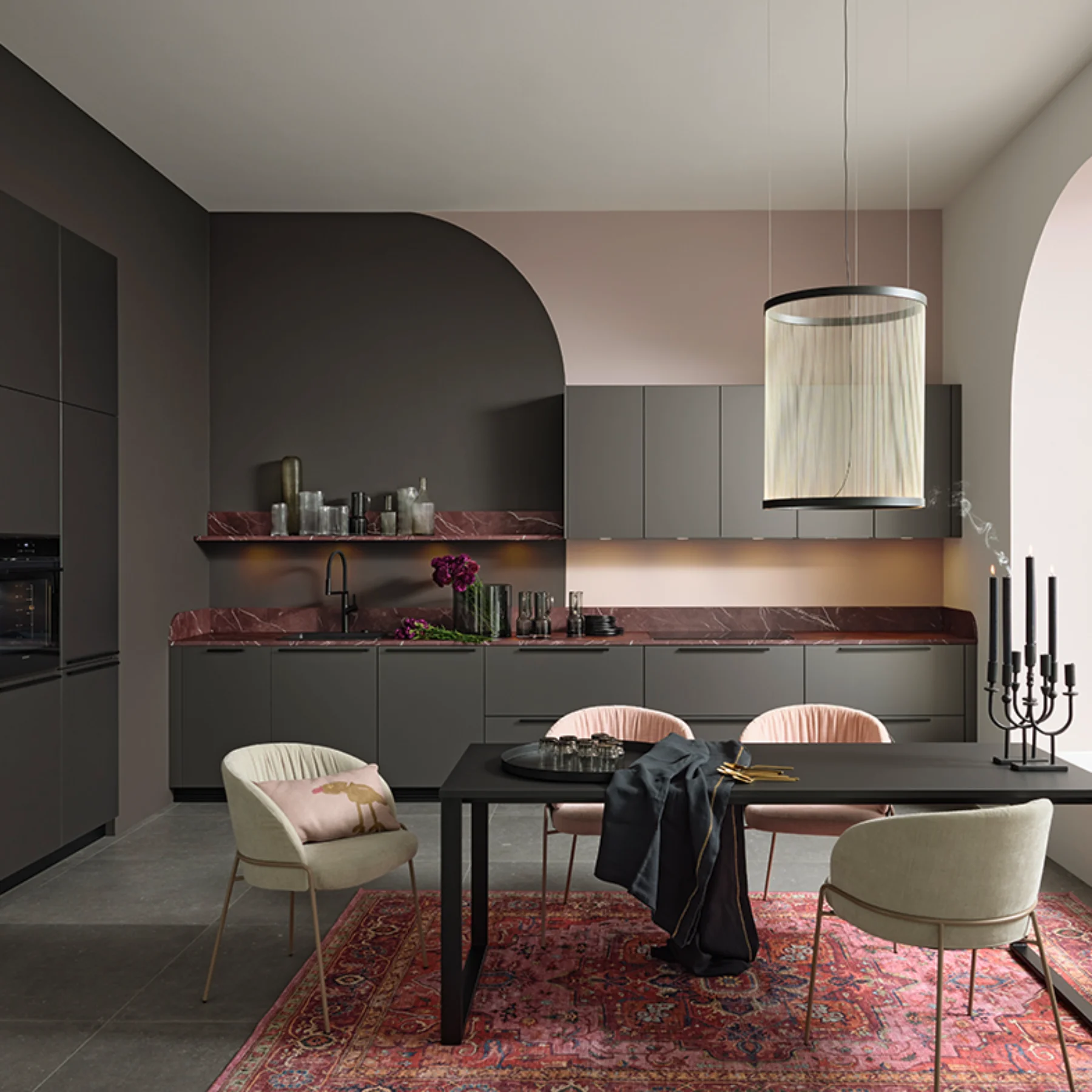 Cocina de diseño con frentes de metacrilato