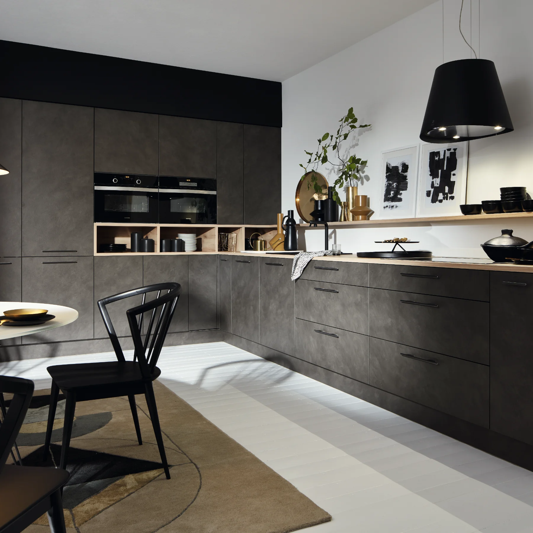 Cuisine design en anthracite et hêtre
