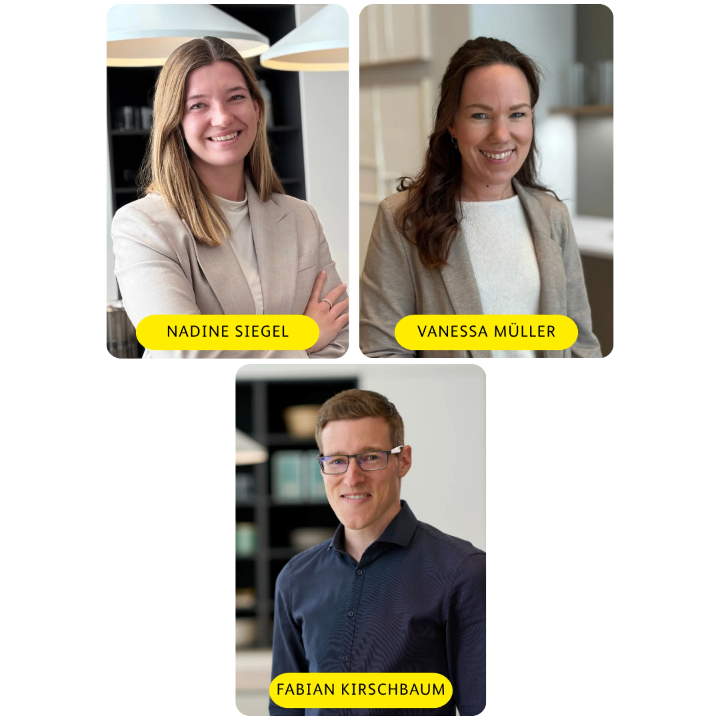 Zwei Personen stehen lächelnd in einer modernen Küche, Nolte Küchen.