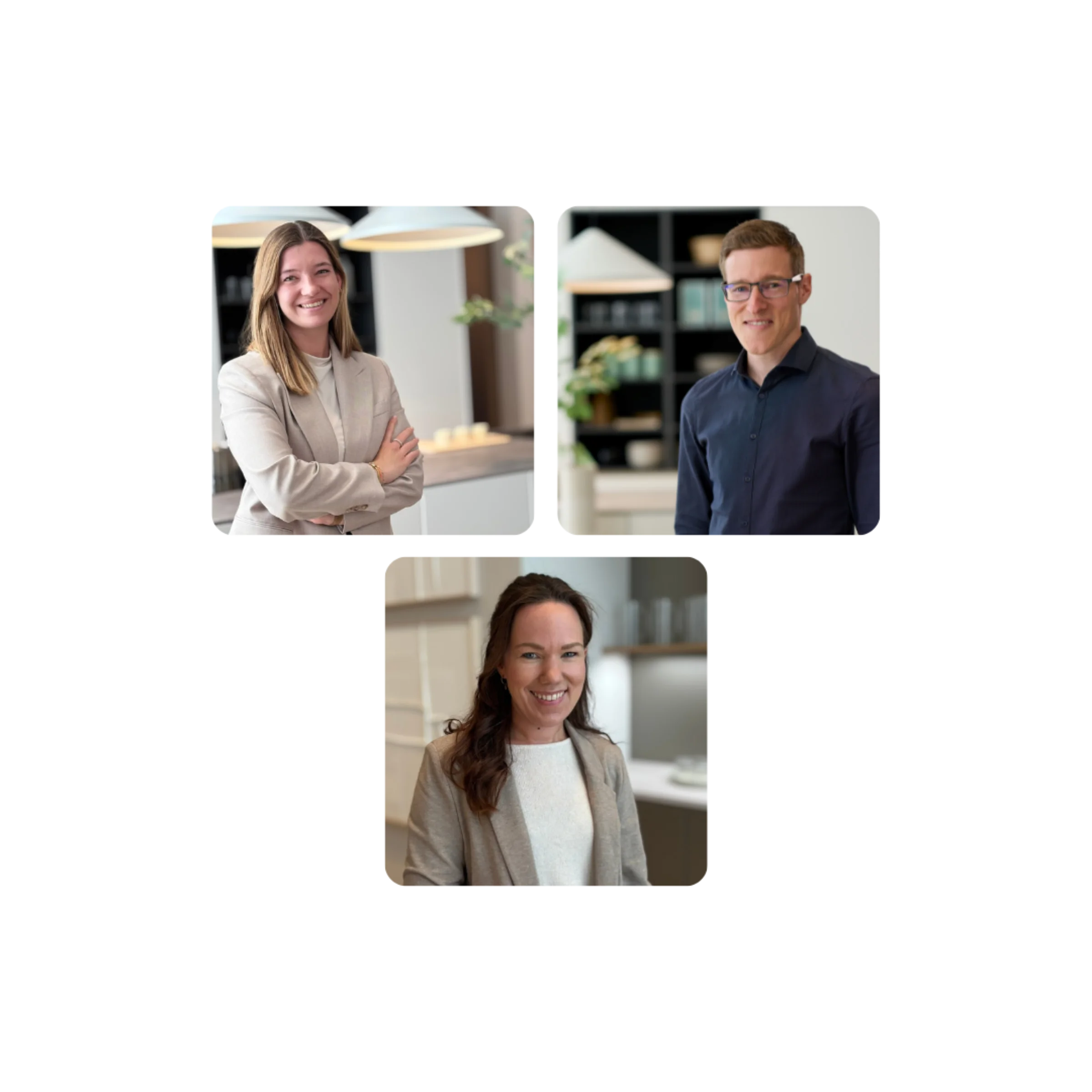 Dwie osoby uśmiechają się w nowoczesnej kuchni Nolte.