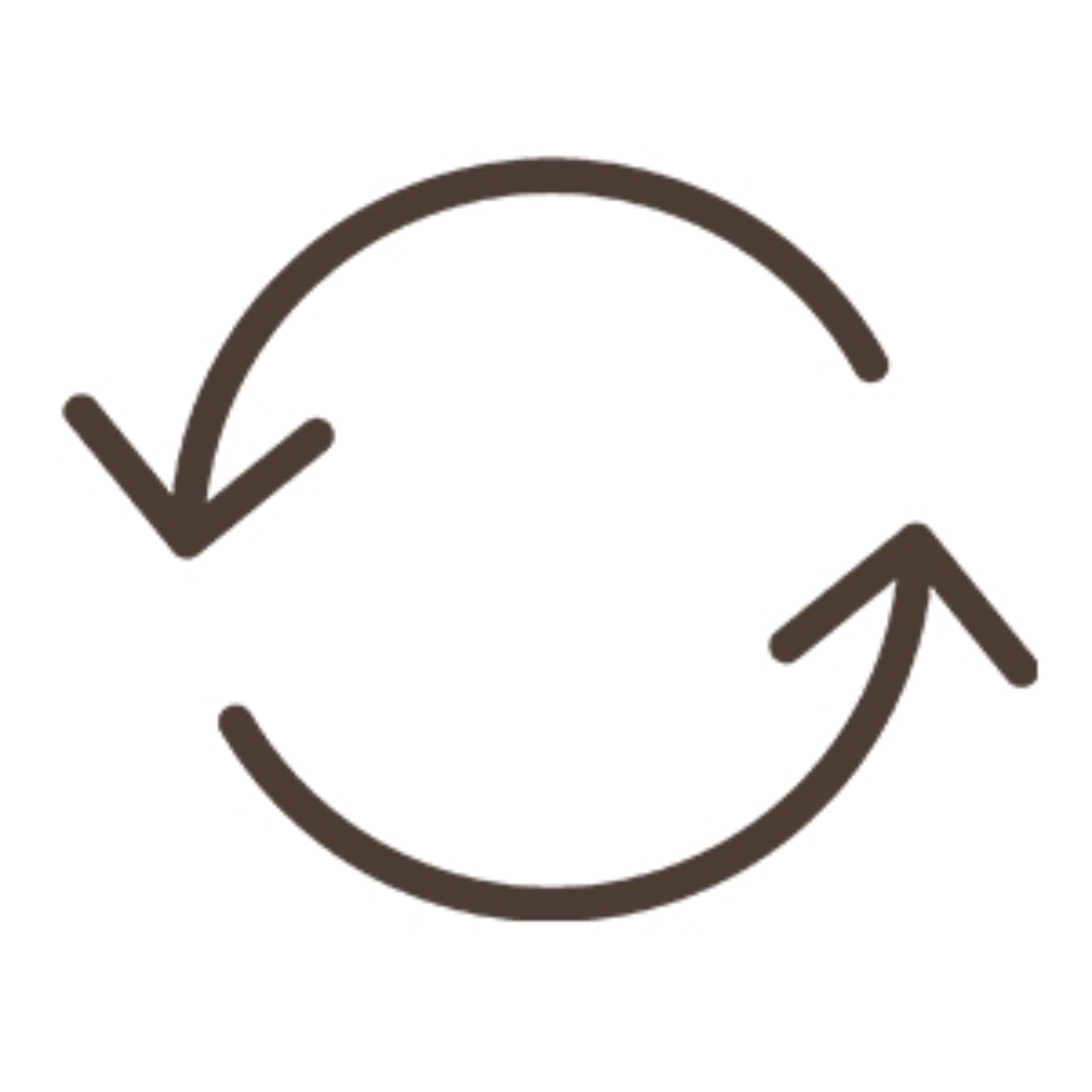Un cercle simple et stylisé avec deux flèches pointant dans des directions opposées.