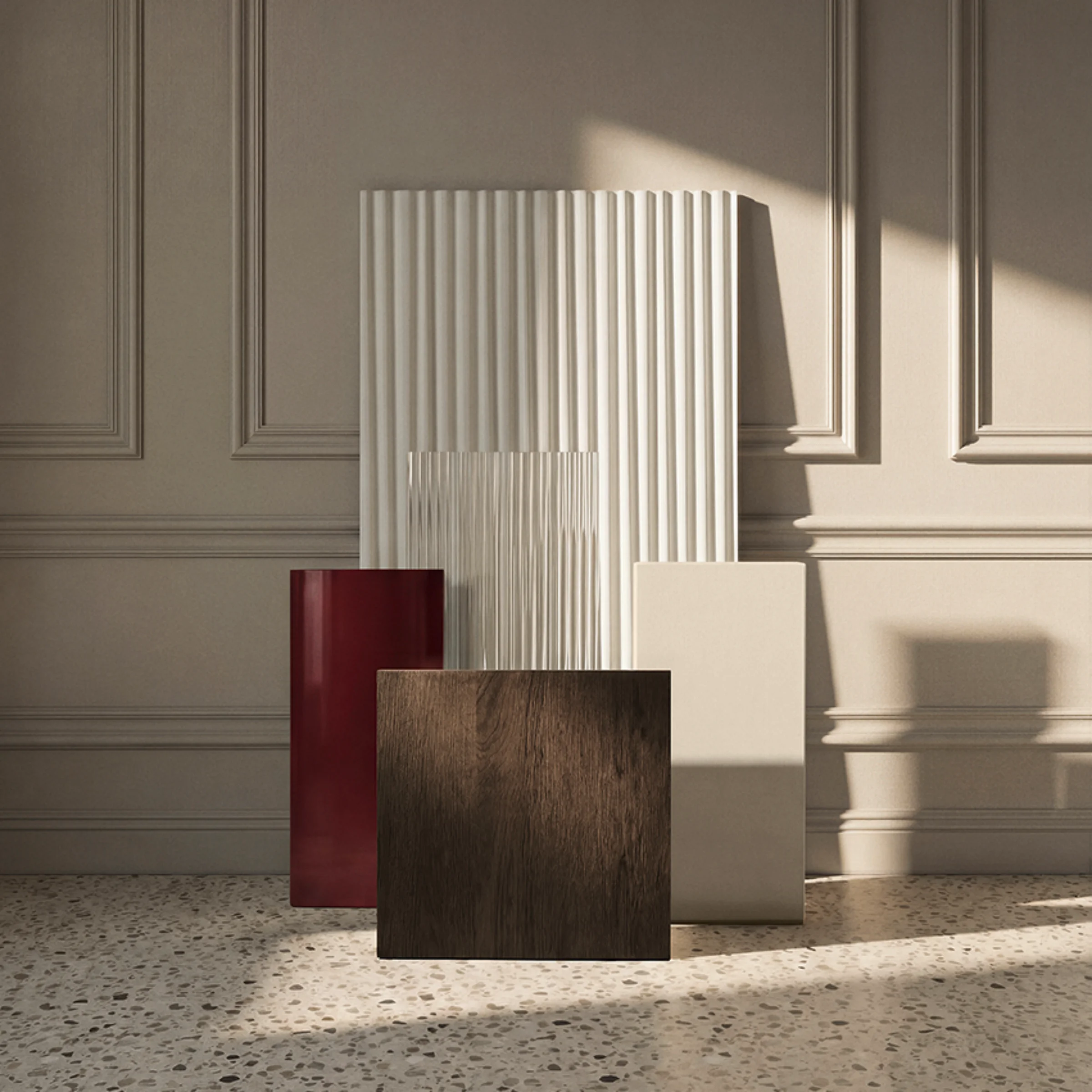 An exclusive design made of various materials in sunlight. NolteNeo.