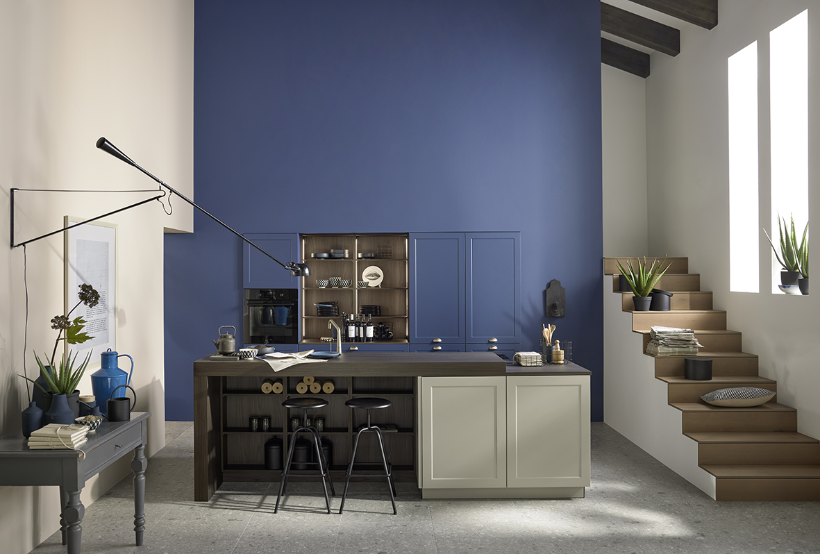 Landhausküche mit Insel in Blau | Nolte Küchen
